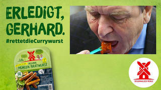 Schröder isst Currywurst / Werbung Rügenwalder Mühle