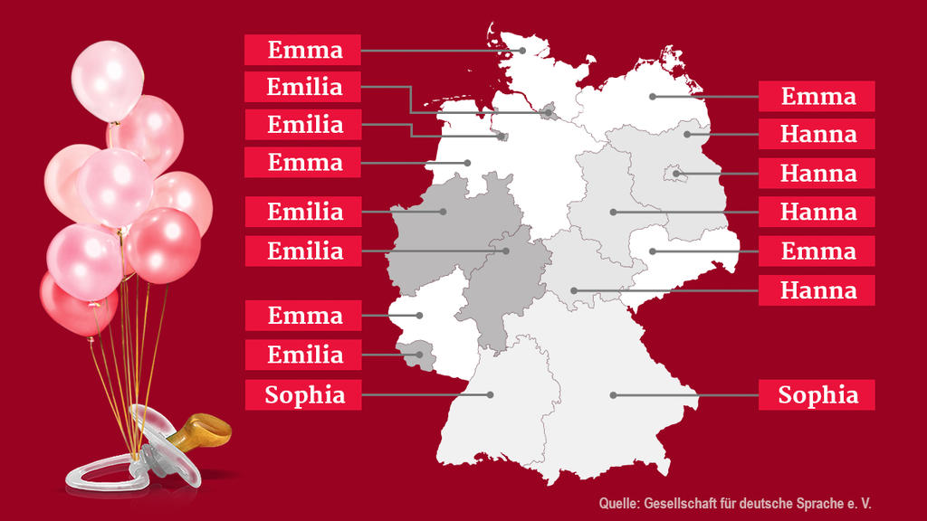 Grafik: Beliebteste Vornamen für Mädchen nach Bundesland