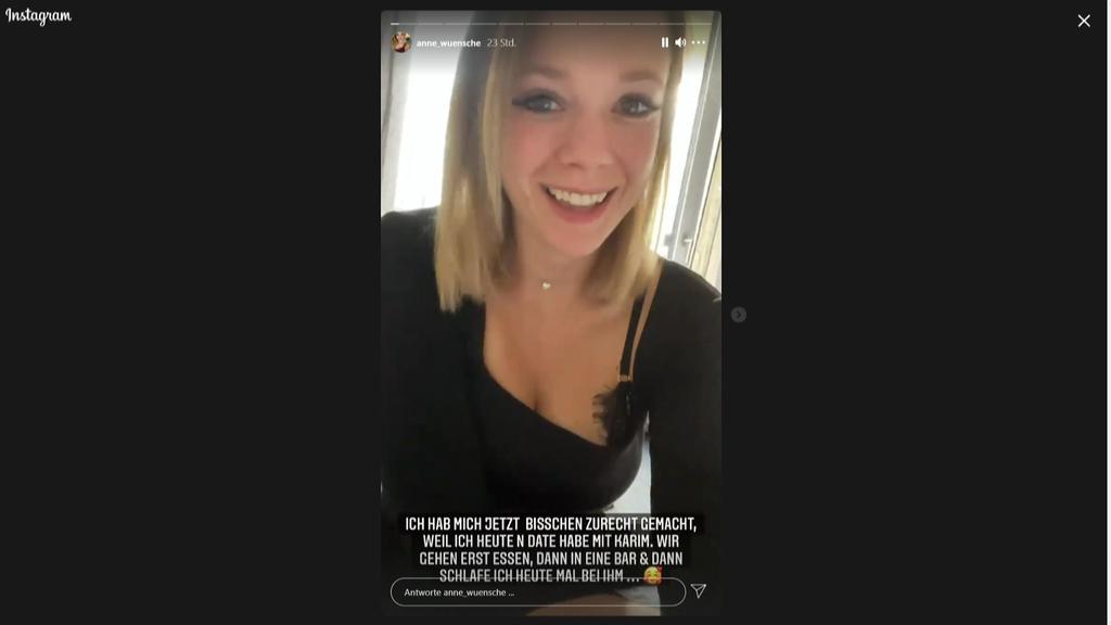 Anne Wünsche in ihrer Insta-Story