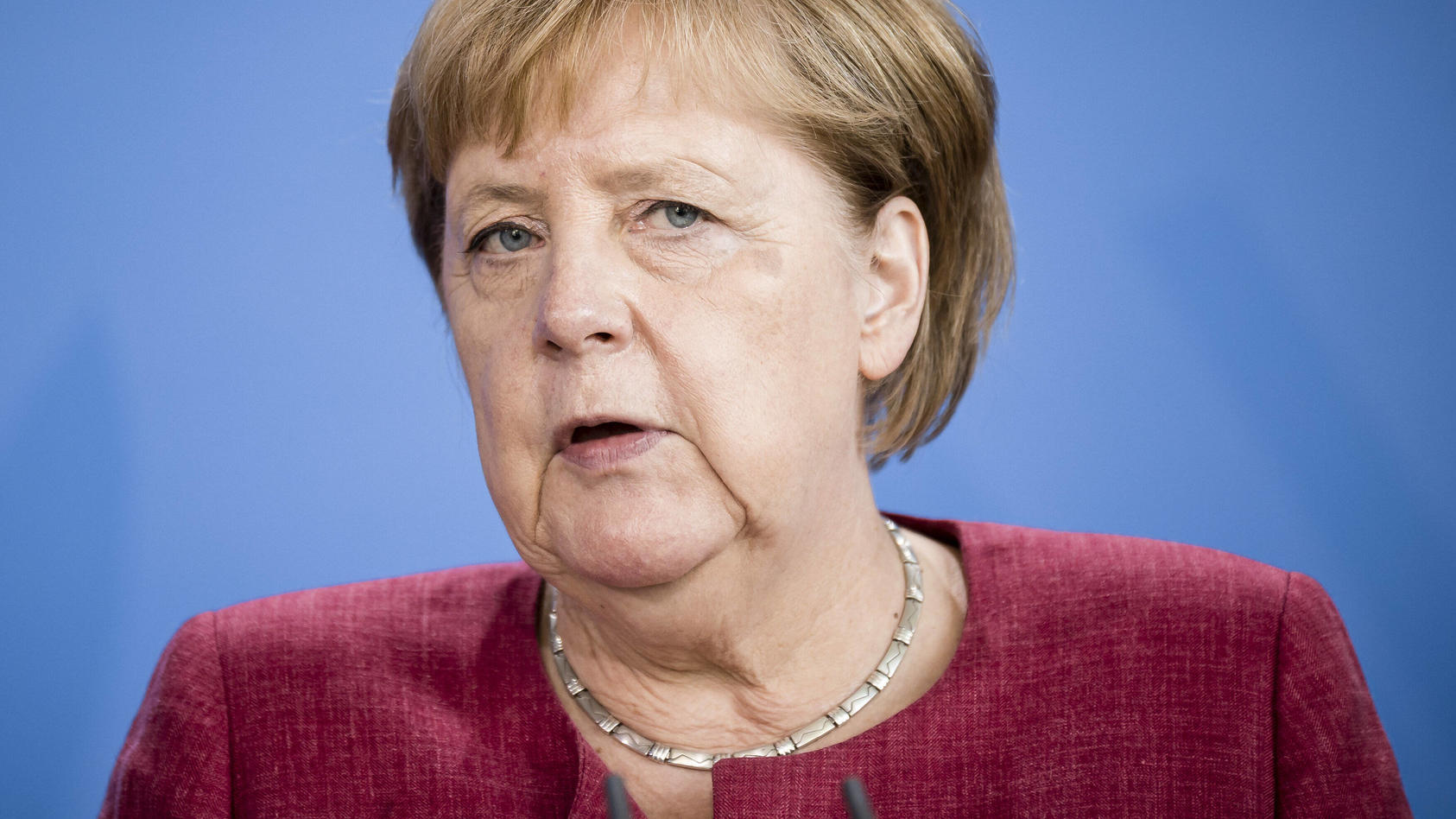 Bundeskanzlerin Angela Merkel, CDU, aufgenommen bei einem Presse Statement, anaesslich des G/ Treffens, im Bundeskanzleramt in Berlin. 24.08.2021. Berlin Deutschland *** German Chancellor Angela Merkel, CDU, recorded during a press statement, on the