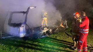 Brand eines Wohnwagen in Walchsee