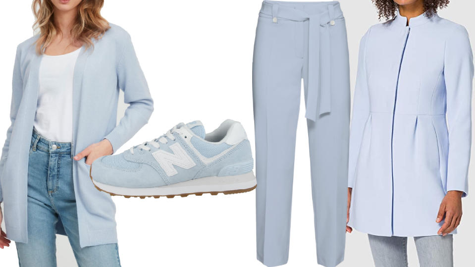 Kleidung im Pantone-Farbton "Clear Sky"