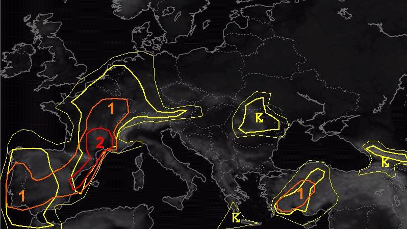 Huracán, fuertes lluvias, granizo, riesgo de huracán en España, Francia y la región alpina