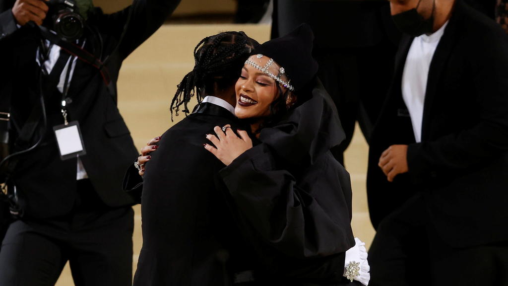 ASAP Rocky and Rihanna embrace at the Met Gala 2021 at the Metropolitan Museum of Art in New York City, New York, U.S. September 13, 2021. REUTERS/Andrew Kelly