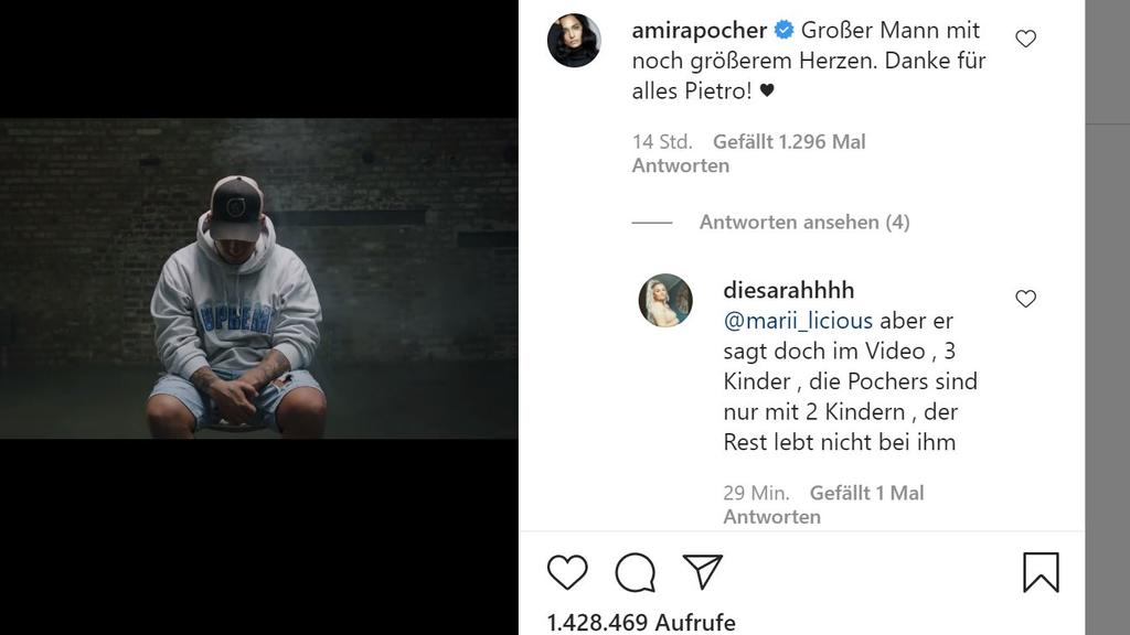 Amira Pochers Kommentar unter Pietros Video.