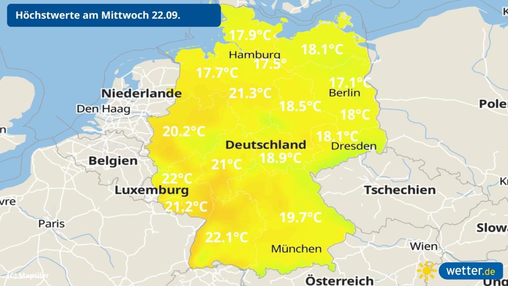 Die Höchstwerte für den kalendarischen Herbstanfang