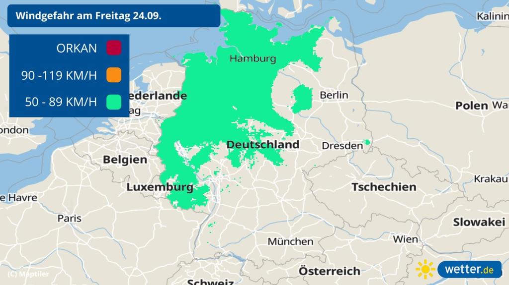 Sturm und Wind am Freitag, 24.09.2021