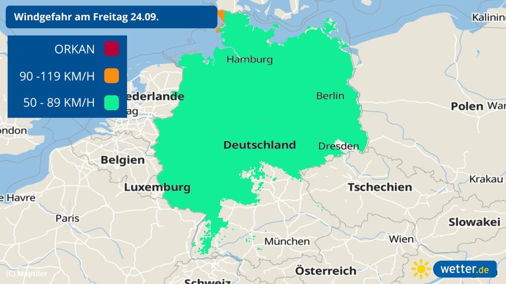 Prognose: Sturm und Wind für Freitag, 24.09.2021