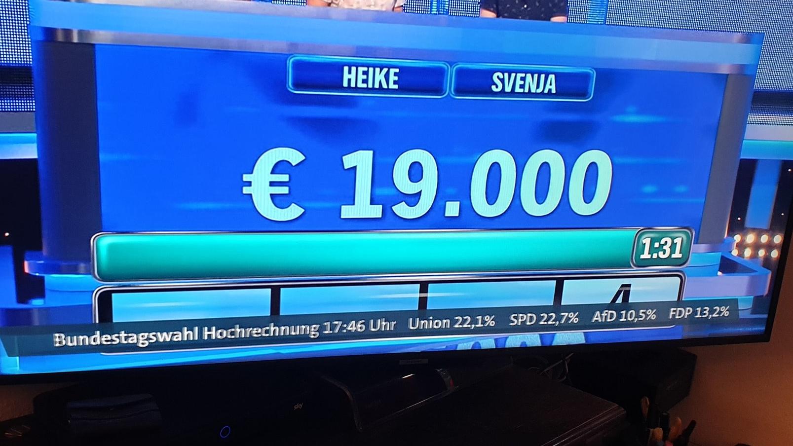 Screenshot der TV-Panne: In der ARD-Sendung war eine erste Hochrechnung für die Bundestagswahl eingeblendet