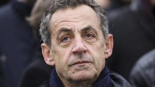 FILE - In this Monday Nov. 11, 2019 file photo, French former president Nicolas Sarkozy attends a ceremony at the Arc de Triomphe in Paris. Sarkozy is facing potential prison term in a verdict to be rendered on Thursday, Sept. 30, 2021 about campaign financing in his unsuccessful 2012 re-election bid. Sarkozy, Franceâ€™s president from 2007 to 2012, has vigorously denied wrongdoing during the May-June trial. (Ludovic Marin/Pool via AP, file)