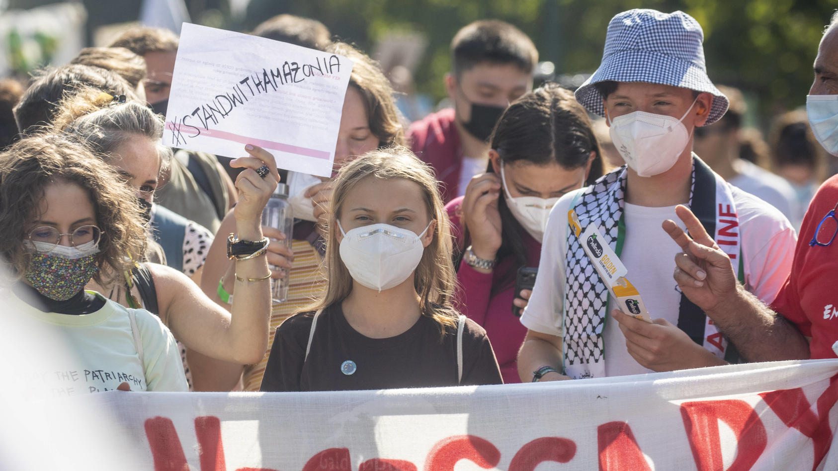  Friday For Future 2021 In Milan The Swedish climate activist Greta Thunberg partecipate to Fridays for Future Student strike held in Milan, Italy, on October 1, 2021. The event took place during the Pre-COP Event in Milan where thematic working grou