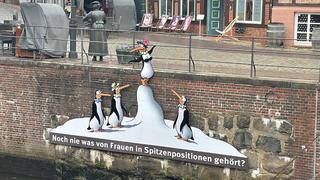 Der Pinguin Cartoon von Künstler Tetsche sorgt in Stade für Zoff.