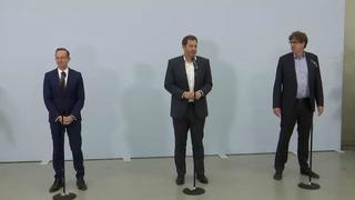 Volker Wissing (FDP), Lars Klingbeil (SPD) und Michael Kellner (Grüne) bei Statement in Berlin