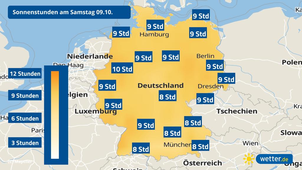 So sieht Goldener Oktober in Sonnenstunden aus.