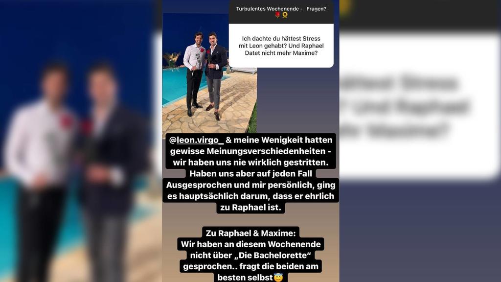Julian klärt die Fans in einer Fragerunde über die Situation mit Leon auf. Über den Stand zwischen Raphael und Maxime sagt er nur so viel: "Die Bachelorette" sei an dem Party-Wochenende kein Thema gewesen.