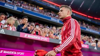16. August 2019: Muenchen, Allianz Arena: Fussball 1. Bundesliga, 1. Spieltag: FC Bayern Muenchen - Hertha BSC: Muenchens Lucas Hernandez. DFL REGULATIONS PROHIBIT ANY USE OF PHOTOGRAPHS AS IMAGE SEQUENCES AND/OR QUASI-VIDEO. *** 16 August 2019 Munich, Allianz Arena Football 1 Bundesliga, 1 Matchday FC Bayern Munich Hertha BSC Munich Lucas Hernandez DFL REGULATIONS PROHIBIT ANY USE OF PHOTOGRAPHS AS IMAGE SEQUENCES AND OR QUASI VIDEO  