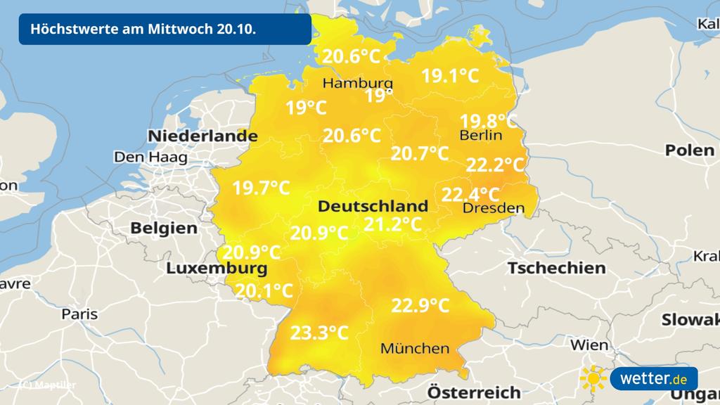Temperaturen am Mittwoch