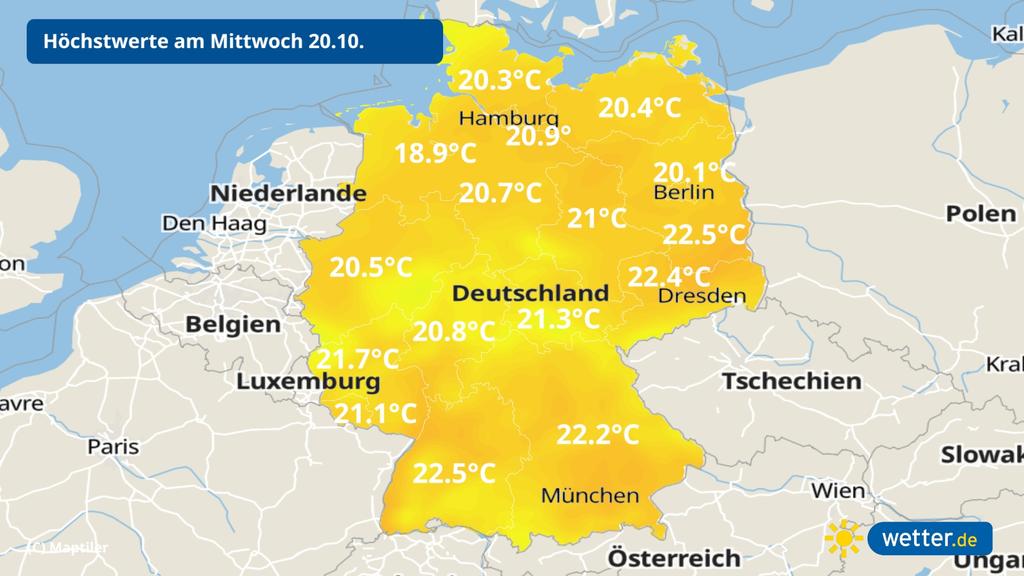 Wetterprognose für Mittwoch