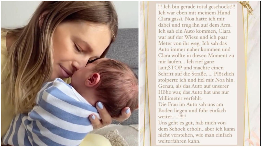 Yvonne Schröder schildert ihren Sturz mit Baby Noah auf dem Arm.