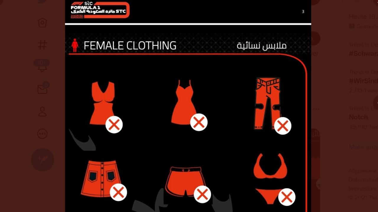 Sausi-Arabien GP Dresscode für Frauen