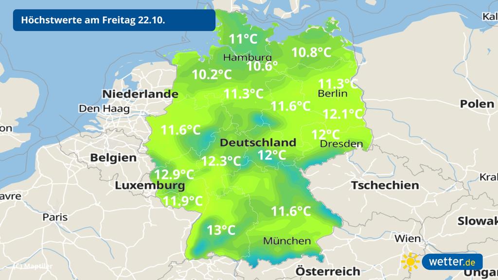 Temperaturen am Freitag: Herbstlich frisch,