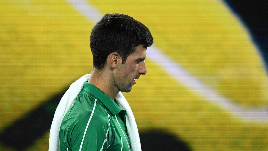 AUSTRALIAN OPEN DAY 14, Novak Djokovic of Serbia looks on during the men s singles final against Dominic Thiem of Austria on day 14 of the Australian Open tennis tournament at Rod Laver Arena in Melbourne, Sunday, February 2, 2020. ACHTUNG: NUR RED