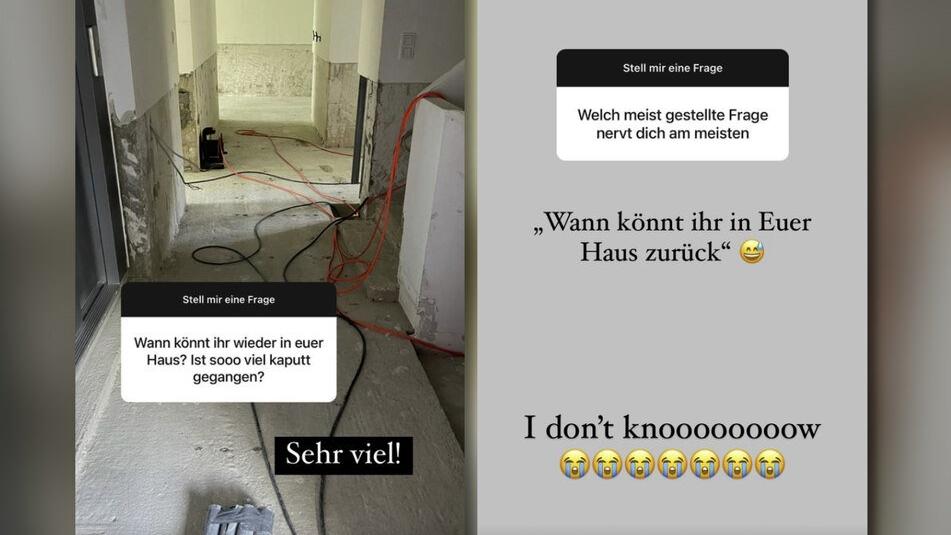 Amira zeigt ein Foto ihres zerstörten Hauses.