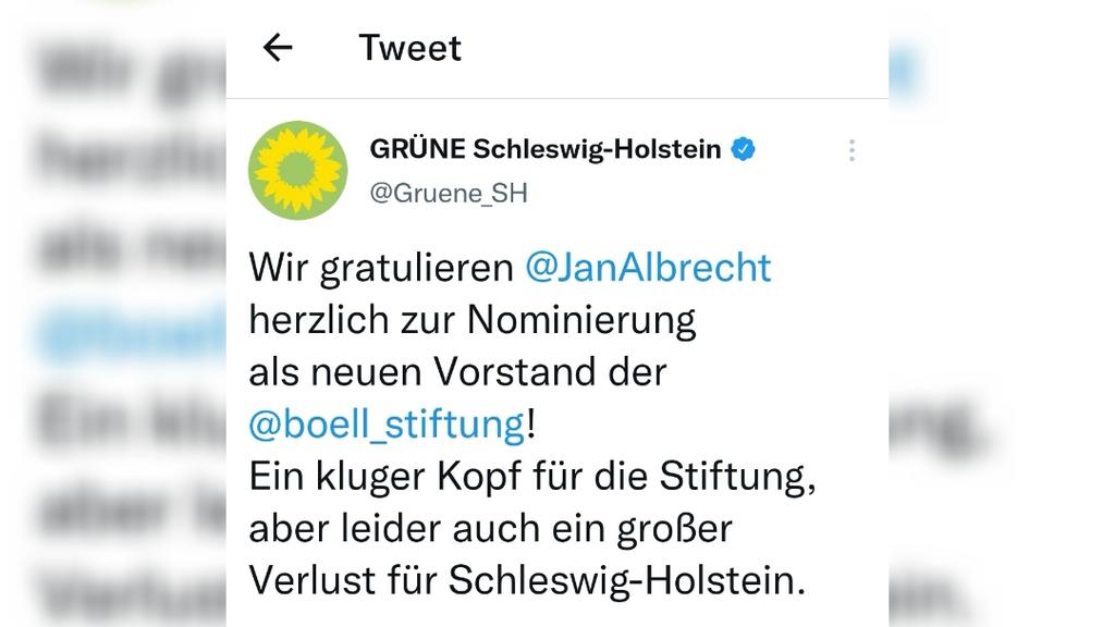 Die Grünen in Schleswig-Holstein beglückwünschen Albrecht.