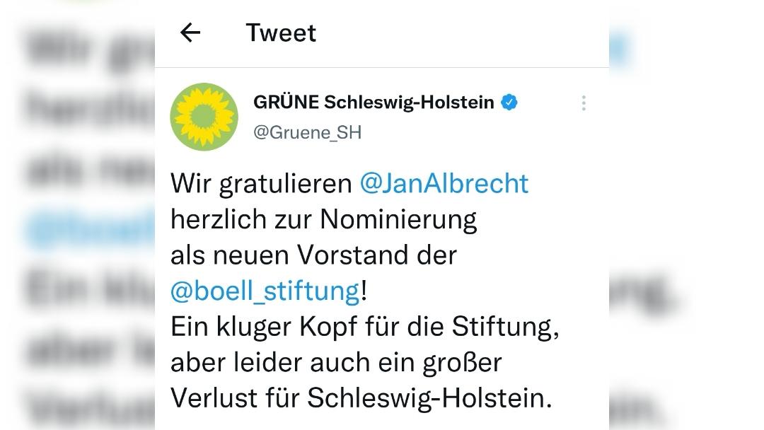 Die Grünen in Schleswig-Holstein beglückwünschen Albrecht.