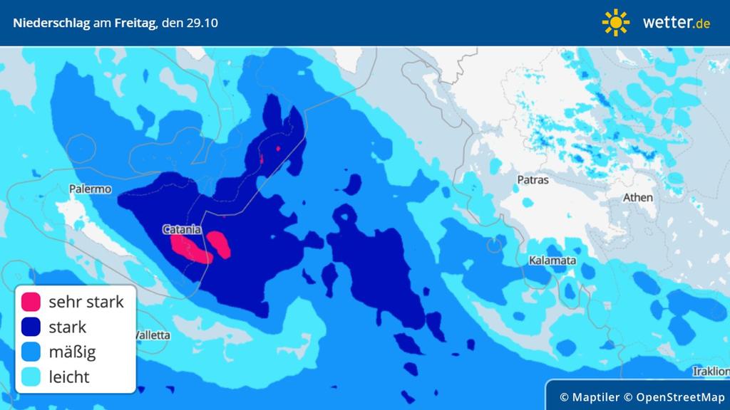 Prognose: Regenmengen für Freitag, 29.10.2021