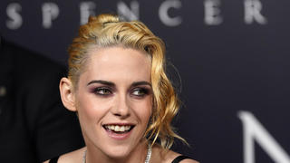 Kristen Stewart, the star of "Spencer," is interviewed at the premiere of the film at the Directors Guild of America, Tuesday, Oct. 26. 2021, in Los Angeles. (AP Photo/Chris Pizzello)