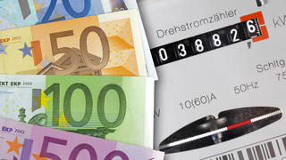 Euro Geldscheine und Nebenkosten für Energie