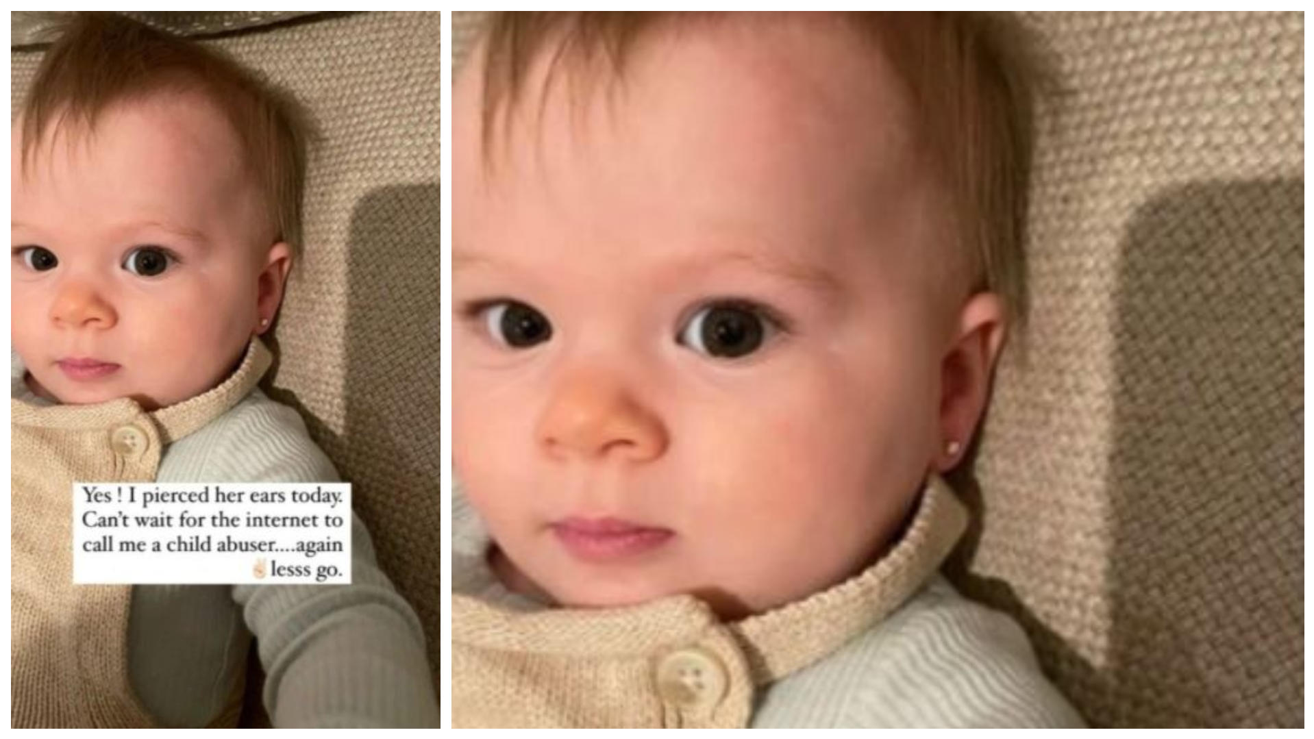 Dieses Bild von ihrem Baby Mae James mit Ohrsteckern postet Hilary Duff ganz offensiv.