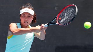 FILE PHOTO: China's Peng Shuai practises at the Australian Open at Melbourne Park, Melbourne, Australia, January 13, 2019. REUTERS/Adnan Abidi/File Photo