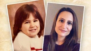 Zwei Bilder, die die Frau zeigen. Einmal als Kind, einmal heute.