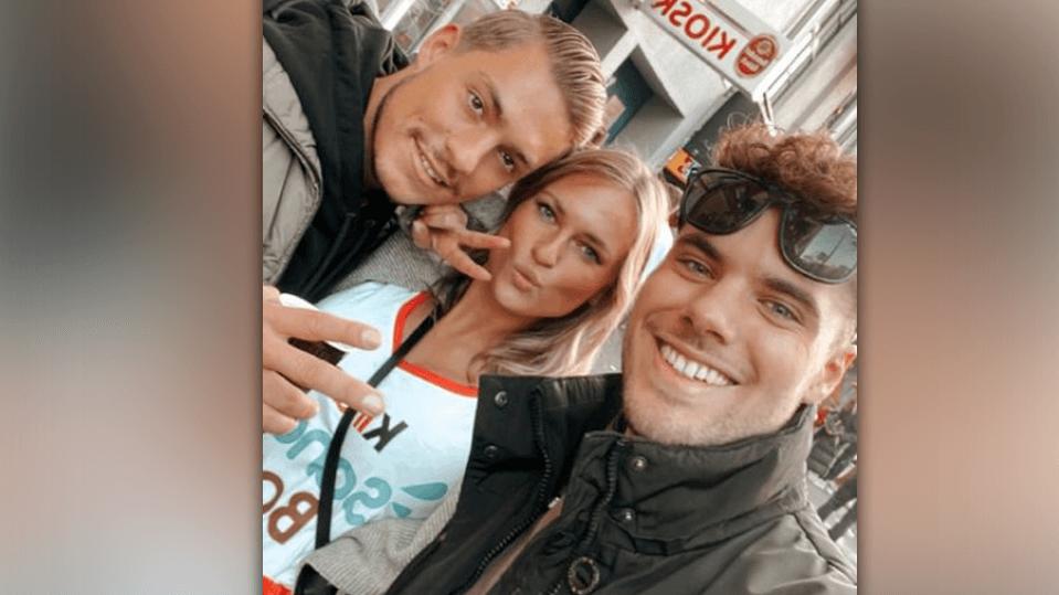"Love Island"-Teilnehmer Henrik Stoltenberg zusammen mit den "Bachelor"-Kandidaten Kim-Denise Lang und Raphael Fasching.