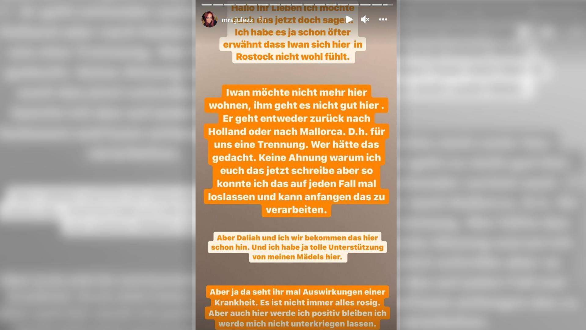 Julia Holz verkündet bei Instagram die Trennung von Freund Iwan