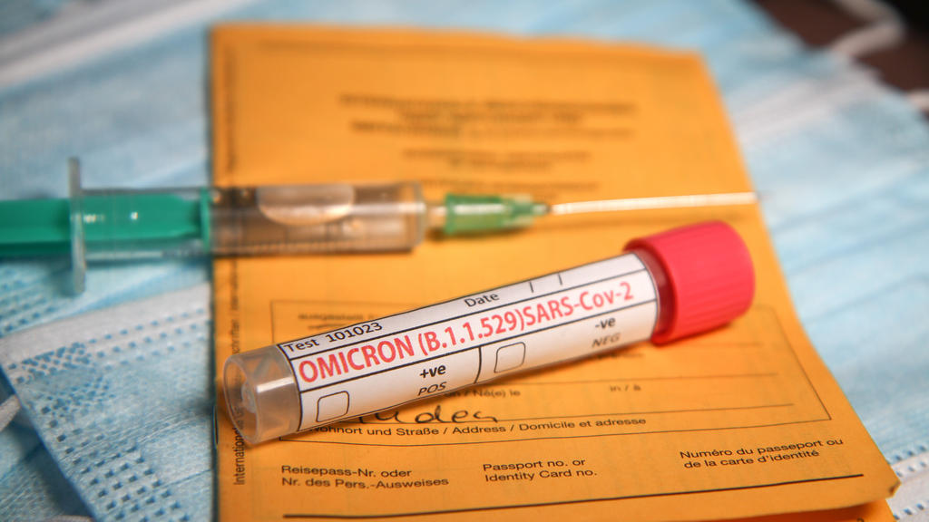 Ein Impfausweis mit einer Spritze und einem Teströhrchen