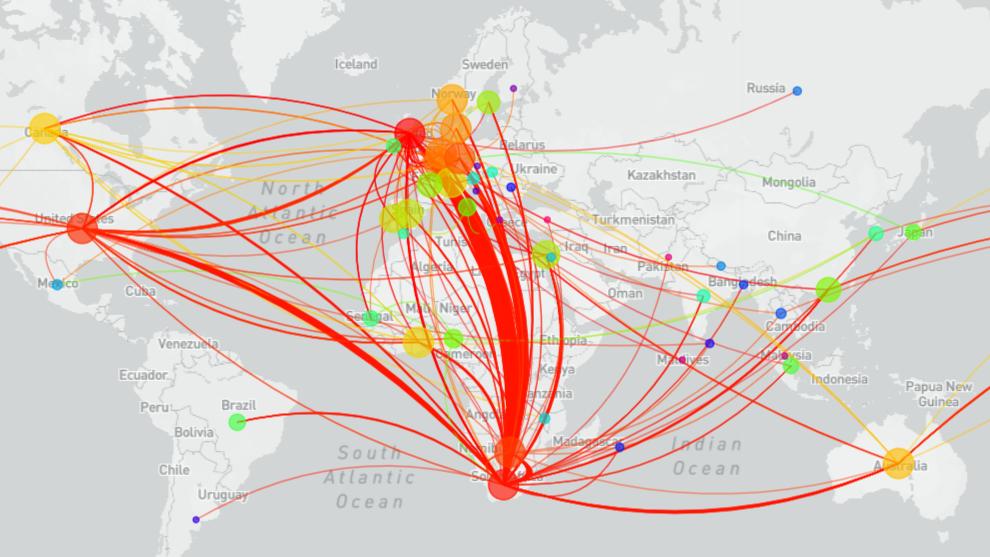 Jaringan data Gisaid mencatat jalur virus di seluruh dunia.