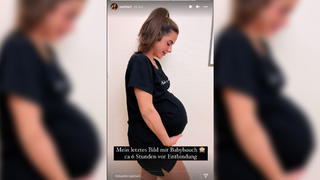 Sarah Engels zeigt bei Instagram ihr letztes Babybauch-Bild vor der Geburt ihrer Tochter Solea.