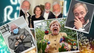 Merkel mit Papageien, Laschet mit Handy am Ohr