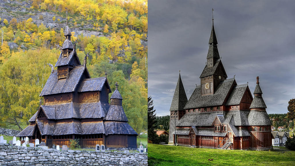 Die Stabkirchen in Borgund und in Goslar
