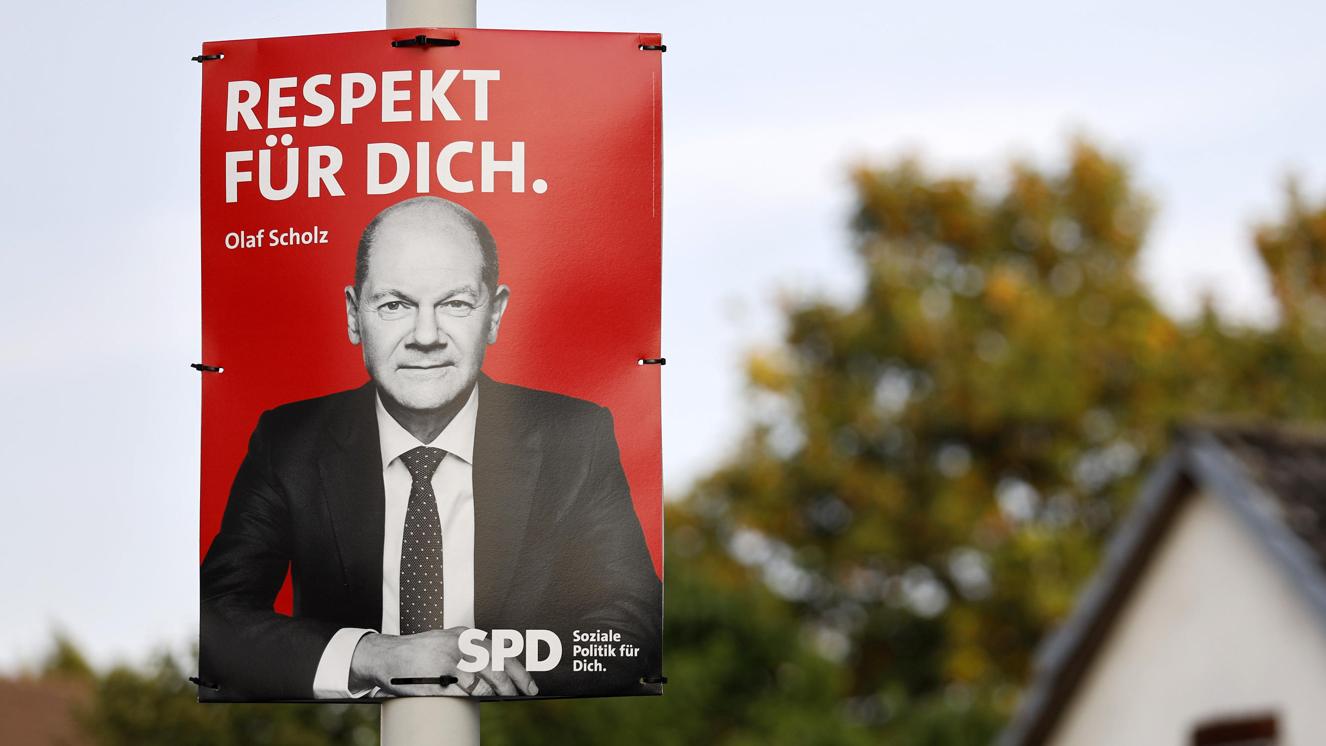 Ein SPD-Plakat mit dem Slogan "Respekt für Dich"