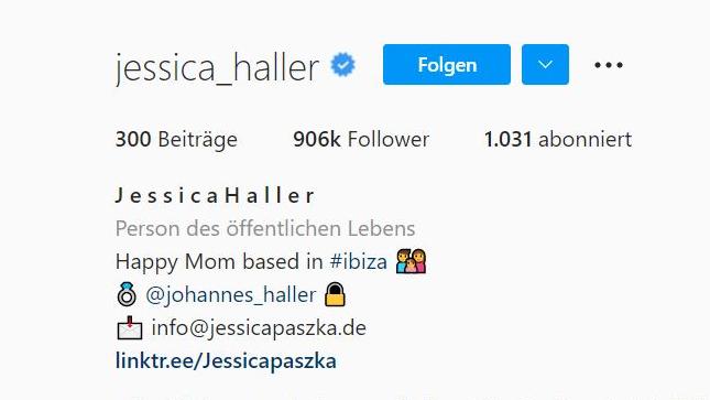 Jessica Paszka heißt ab sofort auch auf Instagram Haller.
