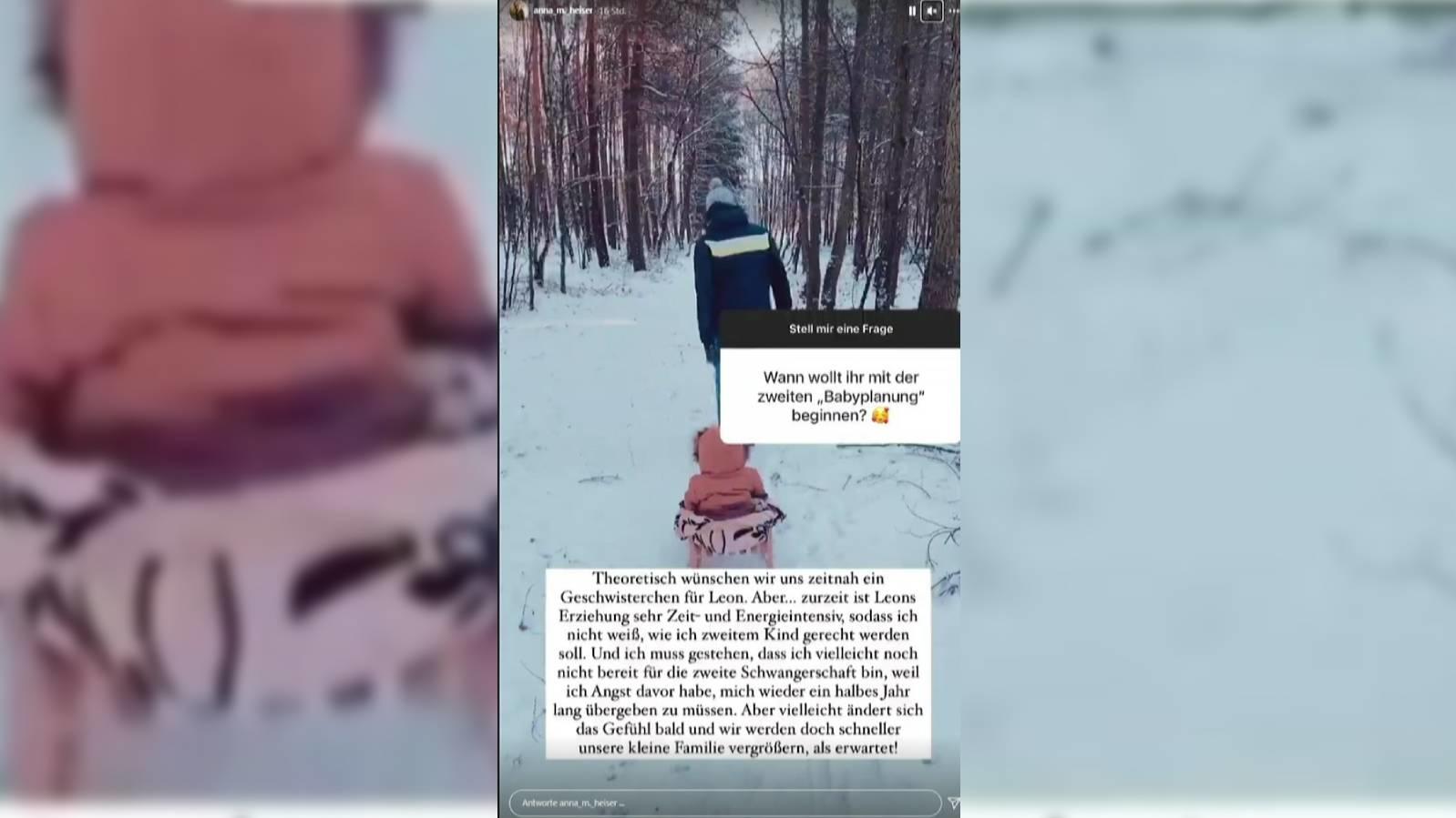 Anna Heiser verrät bei Instagram, ob sie und Gerald ein Geschwisterchen für Leon planen.