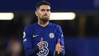 Soccer Football - Premier League - Chelsea v Brighton & Hove Albion - Stamford Bridge, London, Britain - December 29, 2021 Chelsea's Jorginho applauds fans after the match REUTERS/Tony Obrien EDITORIAL USE ONLY. No use with unauthorized audio, video, data, fixture lists, club/league logos or 'live' services. Online in-match use limited to 75 images, no video emulation. No use in betting, games or single club /league/player publications.  Please contact your account representative for further details.