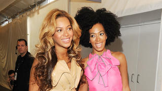 NEW YORK, NY - SEPTEMBER 13:  Singers Beyonce and Solange Knowles pose backstage at the Vera Wang Spring 2012 fashion show during Mercedes-Benz Fashion Week at The Stage at Lincoln Center on September 13, 2011 in New York City.  (Photo by Craig Barritt/Getty Images for Mercedes-Benz Fashion Week)