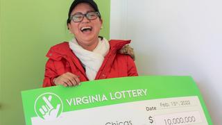 Maria Chicas mit ihrem 10 Millionen Dollar Gewinn der Virginia Lottery