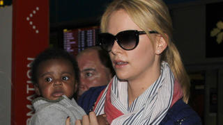 Charlize Theron and Jackson arrive at Roissy Charles De Gaules airport in Paris, France.ID NUMBER: 0322972