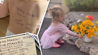 Aus Verzweiflung schrieb Mutter Aleksandra ihrer Tochter ihren Namen und ihre Adresse auf den Rücken. Jetzt ist das Mädchen in Frankreich in Sicherheit.